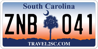 SC license plate ZNB041