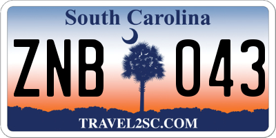 SC license plate ZNB043