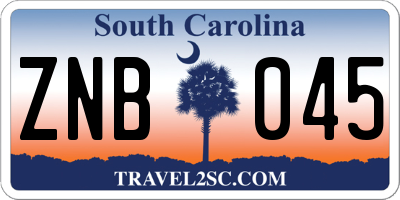 SC license plate ZNB045