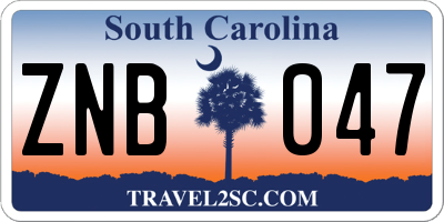 SC license plate ZNB047