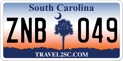 SC license plate ZNB049