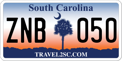 SC license plate ZNB050