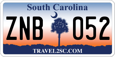 SC license plate ZNB052