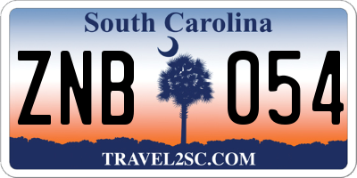 SC license plate ZNB054
