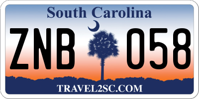 SC license plate ZNB058