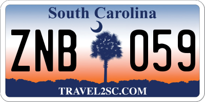 SC license plate ZNB059