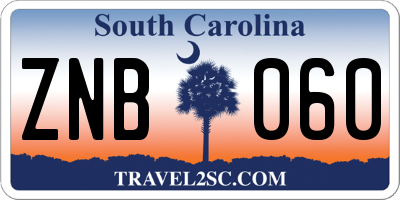SC license plate ZNB060