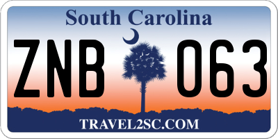 SC license plate ZNB063
