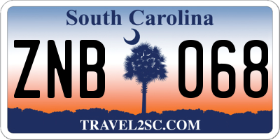 SC license plate ZNB068