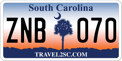 SC license plate ZNB070