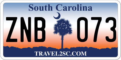 SC license plate ZNB073
