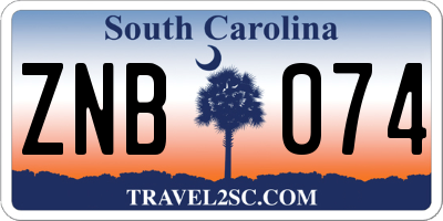 SC license plate ZNB074
