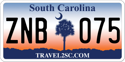 SC license plate ZNB075