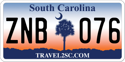 SC license plate ZNB076