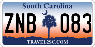 SC license plate ZNB083