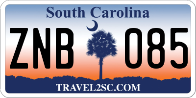 SC license plate ZNB085