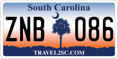 SC license plate ZNB086