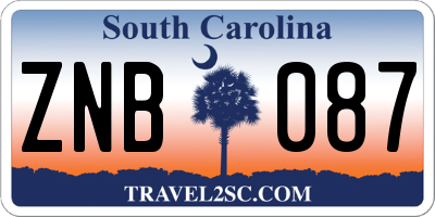 SC license plate ZNB087