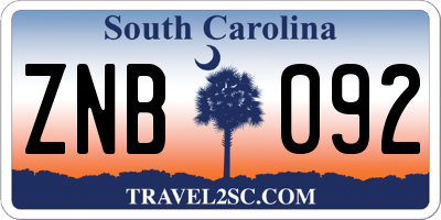 SC license plate ZNB092
