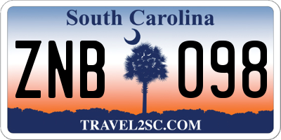 SC license plate ZNB098