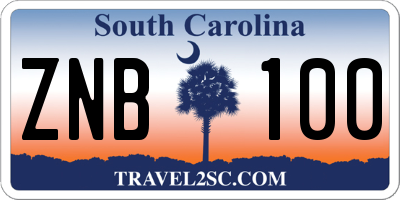 SC license plate ZNB100