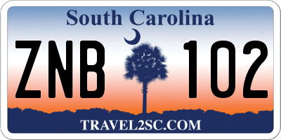 SC license plate ZNB102
