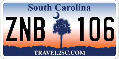 SC license plate ZNB106