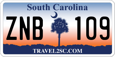 SC license plate ZNB109