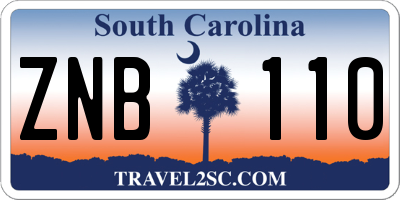 SC license plate ZNB110