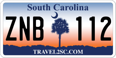 SC license plate ZNB112