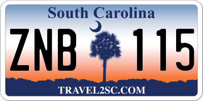 SC license plate ZNB115