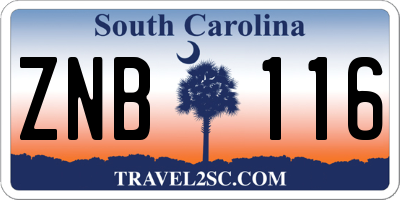 SC license plate ZNB116
