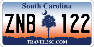 SC license plate ZNB122
