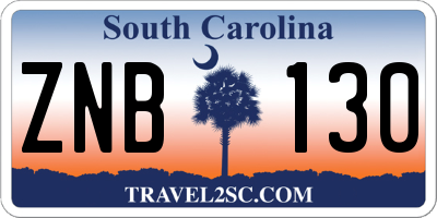 SC license plate ZNB130