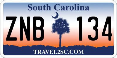 SC license plate ZNB134
