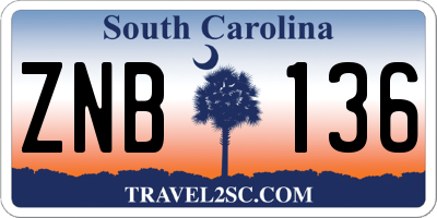 SC license plate ZNB136