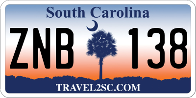 SC license plate ZNB138