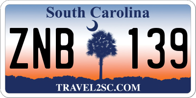 SC license plate ZNB139