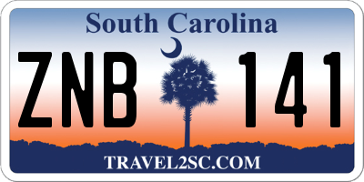 SC license plate ZNB141