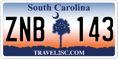 SC license plate ZNB143