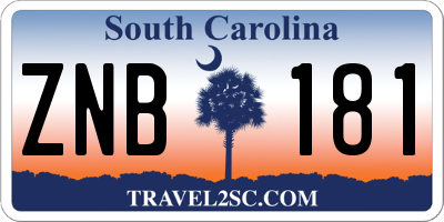 SC license plate ZNB181