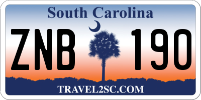 SC license plate ZNB190