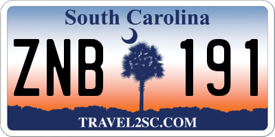 SC license plate ZNB191