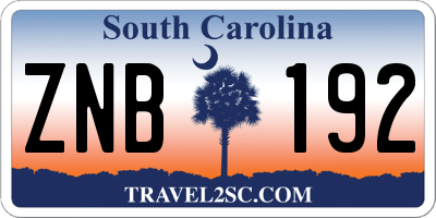 SC license plate ZNB192