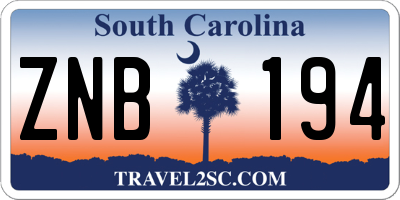 SC license plate ZNB194