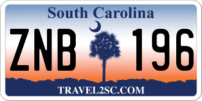 SC license plate ZNB196