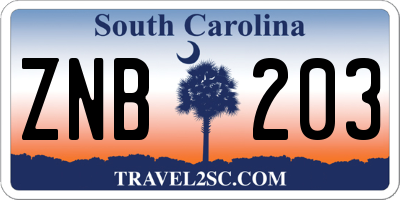 SC license plate ZNB203