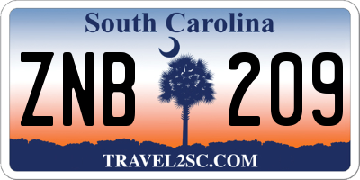 SC license plate ZNB209