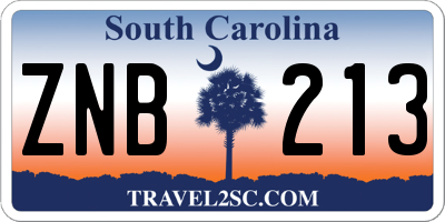 SC license plate ZNB213