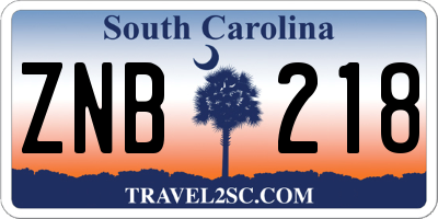 SC license plate ZNB218